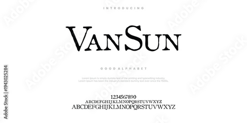 VanSun Warriors rough abstract digital alphabet font typography. Bold Condensed Display Font. Vector illustration
