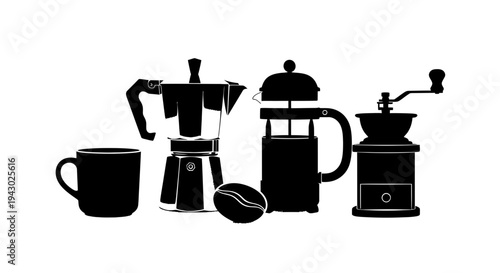 Classic coffee brewing tools and accessories set