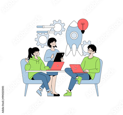 Team Collaboration and Innovation Vector Illustration