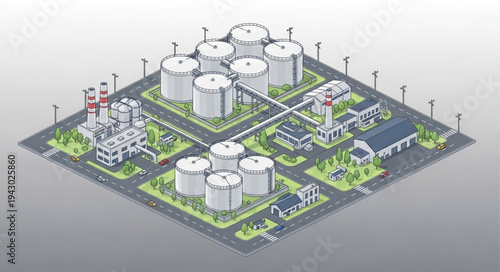Industrial Oil Refinery Complex Facility.