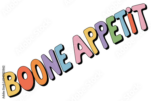 A colorful Boone Appetit text illustration with a playful font style