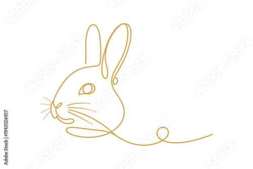 A golden rabbit icon illustration with a minimalist line art style