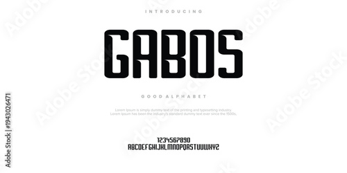 Gabos Abstract minimal modern alphabet fonts. Typography technology vector illustration