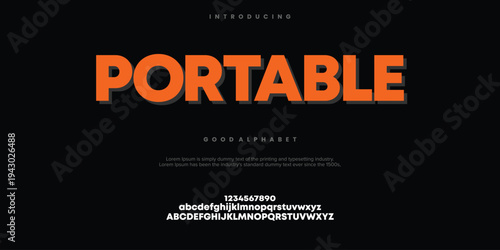Portable Abstract minimal modern alphabet fonts. Typography technology vector illustration