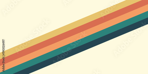 Abstract colorful 70s background vector. Vintage retro wallpaper with rainbow stripes and wavy lines. A 1970 color illustration suitable for posters, banners, decorative items and wall art.