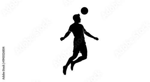 Man Jumping to Head Soccer Ball.