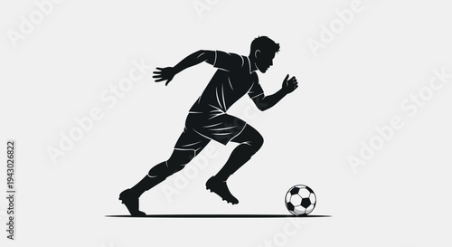 Man Running with Soccer Ball Illustration.