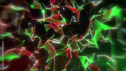 Red and Green Connected Dots and Lines Plexus Animation