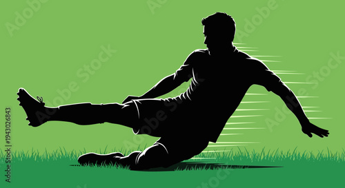 Man Sliding on Grass Silhouette Sportsman.