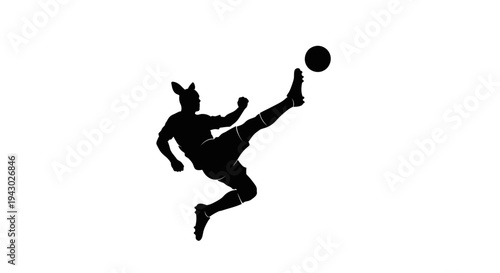 Silhouette of Football Player Kicking Ball.