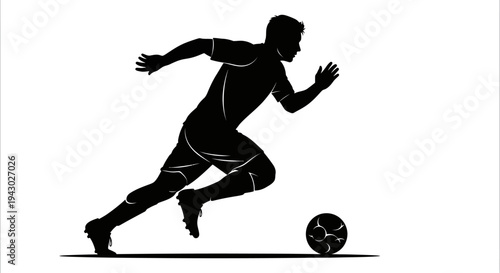 Soccer Player Kicking Ball Silhouette.