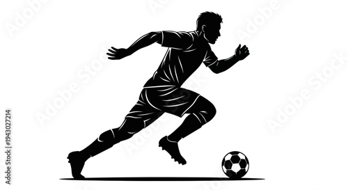 Soccer Player Running with Ball Illustration.