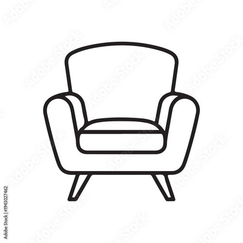 Living Room Armchair Line Icon Vector On White Background 
