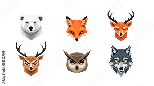 Jungle Animal Head Mascot Logo Sheet