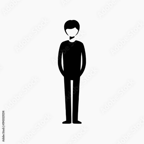 black silhouette of a calm and relaxed man with phlegmatic personality