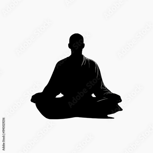 phlegmatic personality type black silhouette of a calm person sitting in relaxed posture isolated on white background
