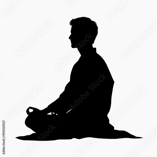 phlegmatic personality type black silhouette of a calm person sitting in relaxed posture isolated on white background
