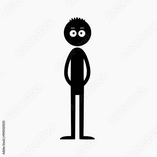 black silhouette of a calm and relaxed man with phlegmatic personality