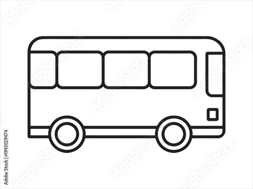Simple bus line art vector. The school bus is a line art drawing. School Bus Line Icon Public Transport Vehicle Vector
