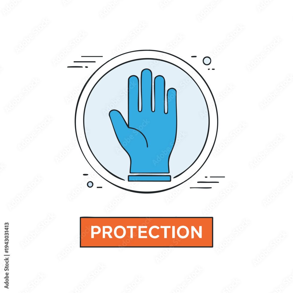 Obraz premium Illustration of a blue glove symbolizing general protection