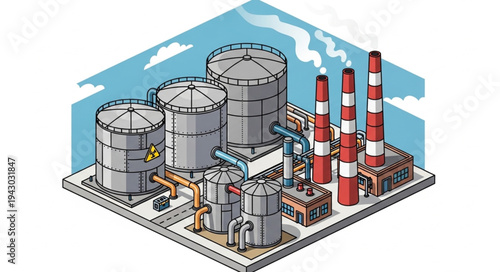 Industrial Plant with Storage Tanks.