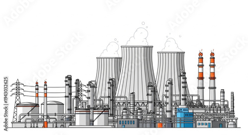 Industrial Power Plant Facility Complex.