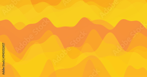 Warm yellow and orange wave background with vibrant translucent layers creating glowing sunny mountain silhouette