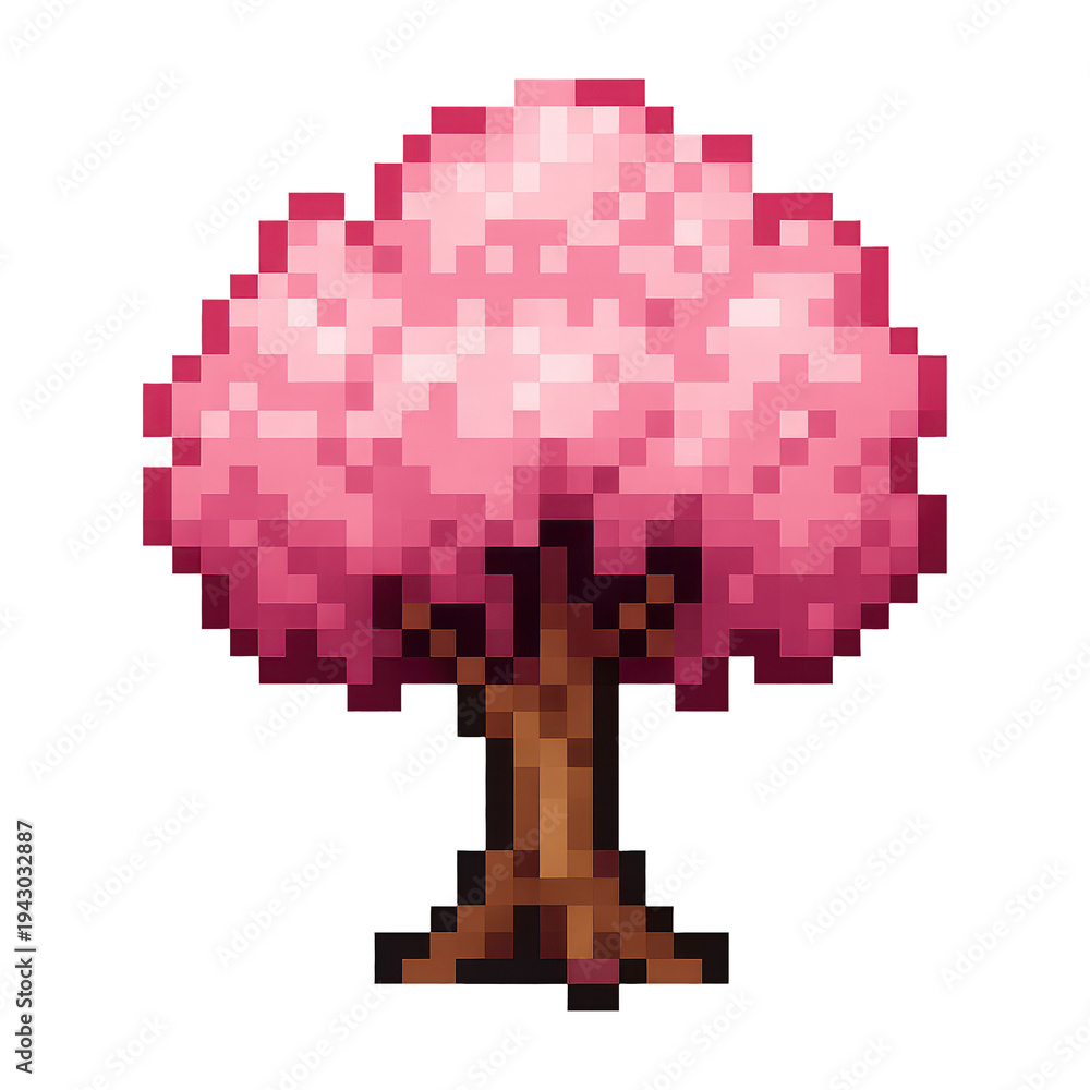 Fototapeta premium PNG Pixelated pink cherry blossom tree