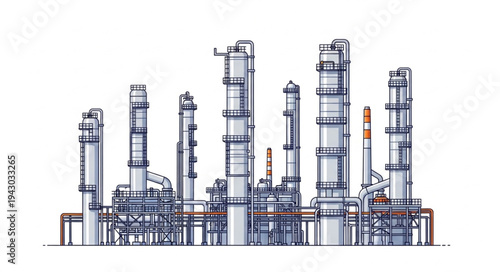 Industrial Plant Towers and Pipes.