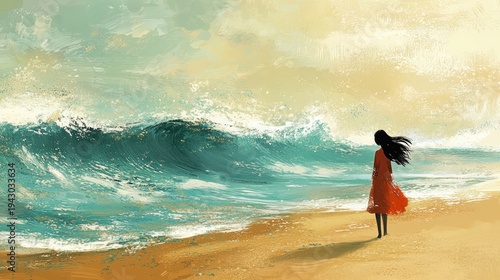 woman walking on the beach