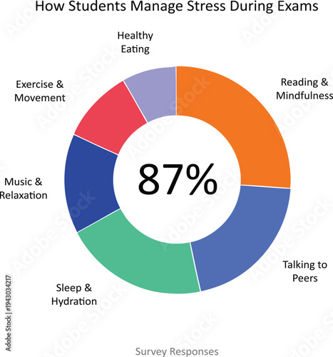 Donut Chart Infographic for Stress Management Survey Results with 87 Percent Central Metric