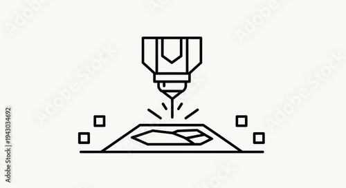 Laser Cutting Machine Icon Vector Illustration for Industrial Manufacturing and Precision Engineering Design