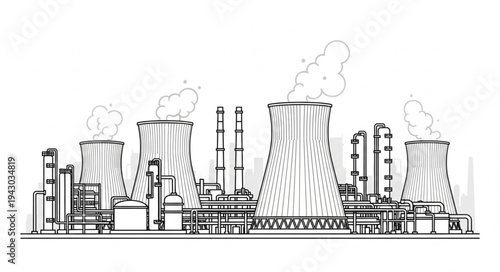 Industrial Power Plant Illustration Factory.