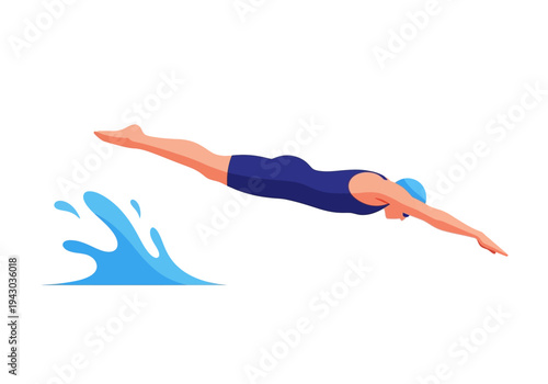 Swimmer diving into water creating a splash