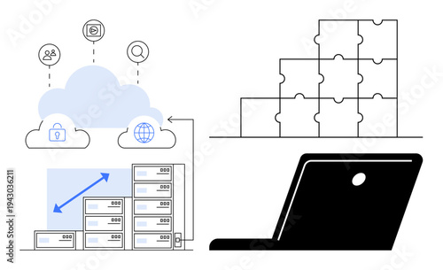 Cloud computing concept. Cloud computing technology enables secure data storage, analysis, and integration between systems. Cloud computing powers digital transformation. For IT, analytics, business