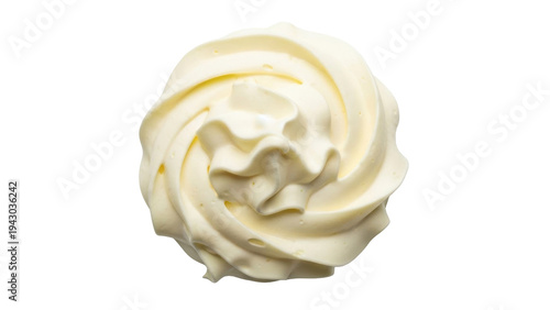 Isolated delicious creamy sweet dessert frosting swirl, perfect for cakes and coffee.