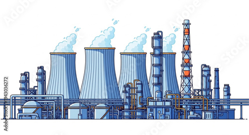 Industrial Power Plant Illustration.