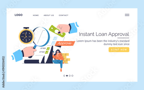 Instant Loan Approval Vector Illustration with Approve Action