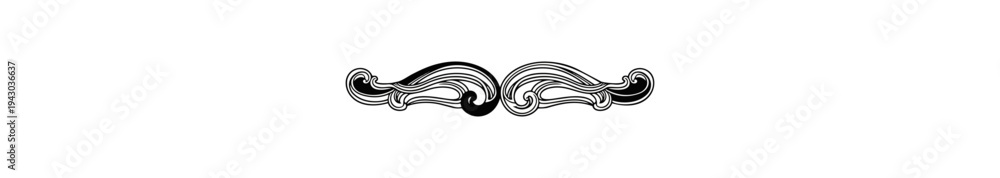 Fototapeta premium Abstract illustration of a curly decorative mustache on black backdrop