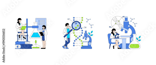 Scientists Conducting Experiments Vector Illustration