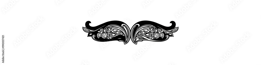 Fototapeta premium Decorative ornamental floral design element on black background