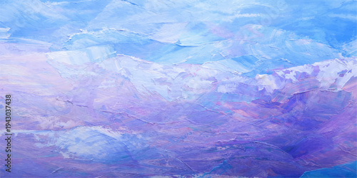 Beautiful landscape view of a blue iceberg in the sea under a bright white cloudscape and clear summer sky