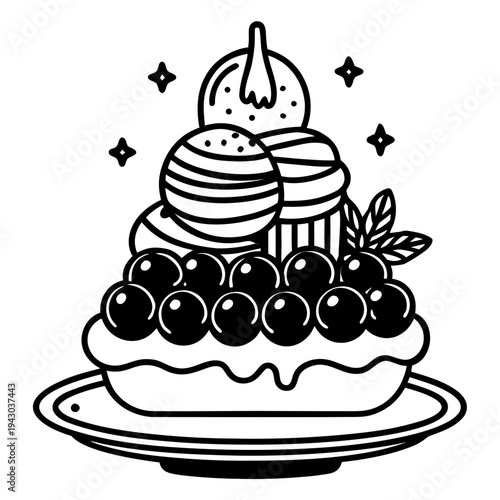 Cake with cream vector illustration for birthday dessert
