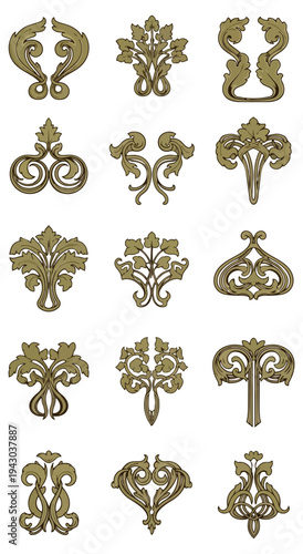 Ornamental floral designs vector illustration on black background