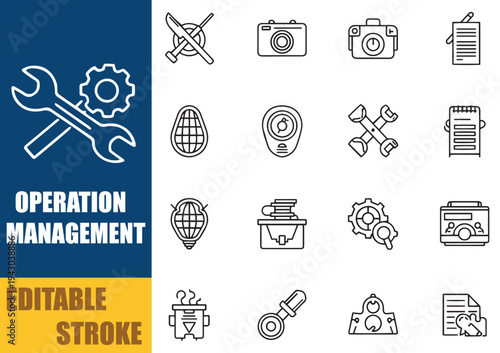 Operations Management Icons – Workflow, Strategy, Tools, Business Process