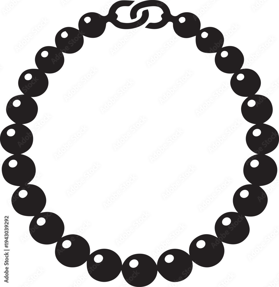 Obraz premium Elegant Minimalist Uniform Pearl Necklace Strand Silhouettes