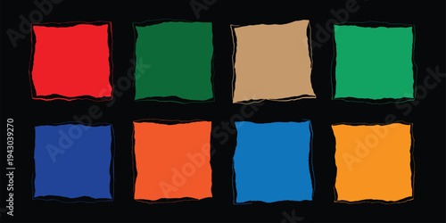 A colorful abstract painting with eight rectangular blocks