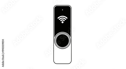 Smart doorbell with wi-fi connectivity symbol and circular button