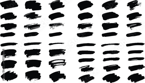 Collection of black brush strokes on white background