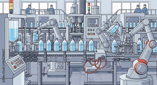 Industrial Robots in Manufacturing Facility.